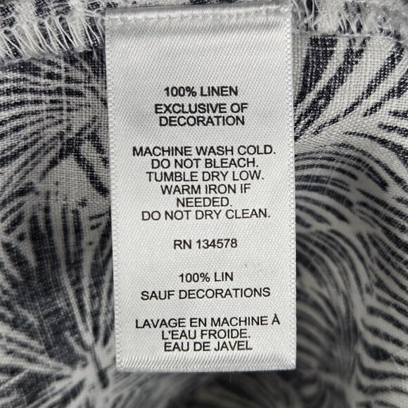 Vineyard Vines Size Small Black and White Linen Shift Dress Split Neck Short Slv - Picture 15 of 16